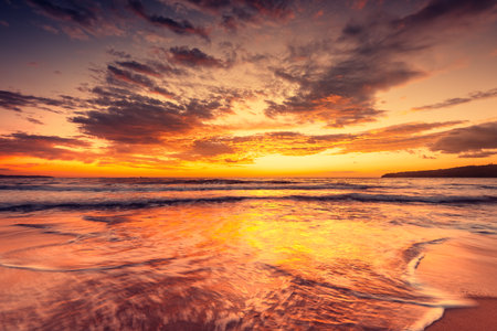 Beautiful cloudscape over the sea, sunrise shotの写真素材