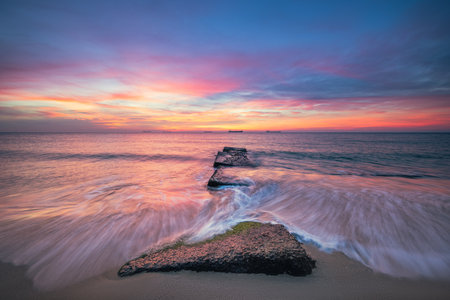 Beautiful cloudscape over the sea, sunrise shotの写真素材