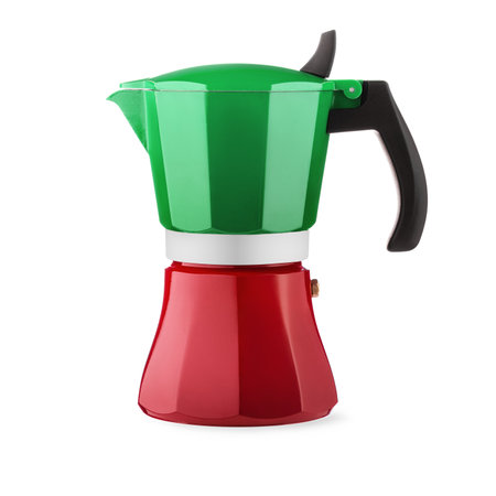 Coffee maker cane, Italian flag design, isolated on white with clipping pathの写真素材