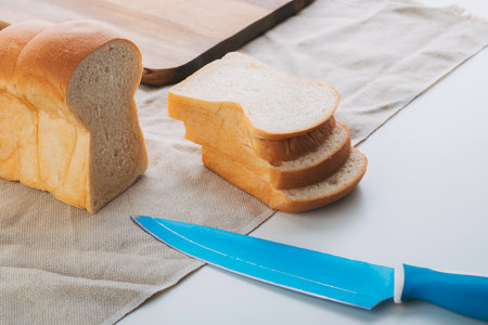 Bread homemade isolated on white backgroundの写真素材