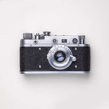Old, retro, vintage  camera over white backgroundの写真素材