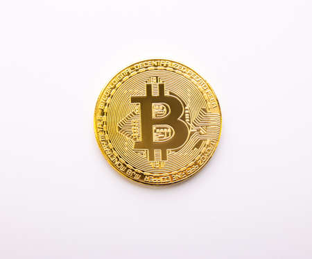 Bitcoin isolated on white, crypto coinの写真素材