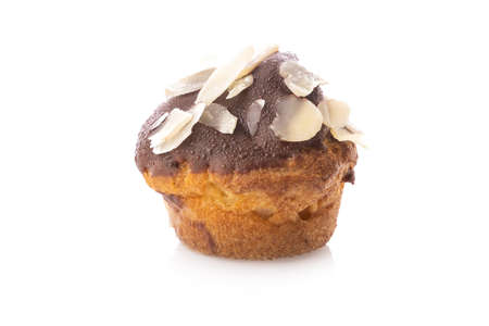 French eclairs or sweet Italian profiteroles isolated on white backgroundの写真素材