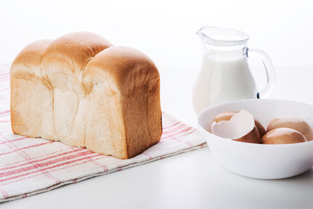 Bread homemade isolated on white backgroundの写真素材