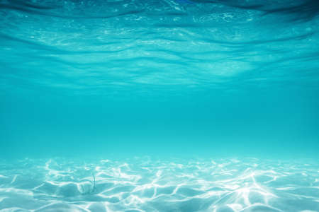 Sea sand and blue water. Underwater. ocean background.の写真素材