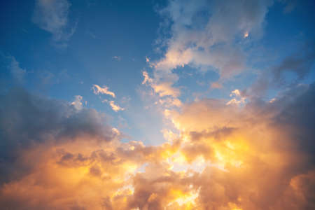 Cloudscape and dramatic blue sky, sunrise shotの写真素材