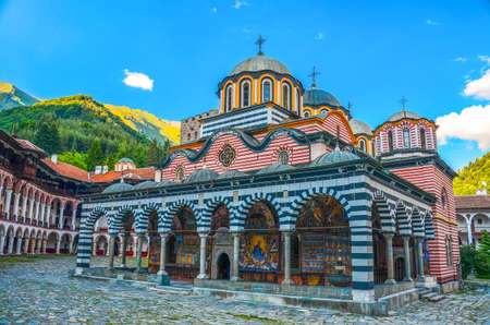 RILA MONASTERY, BULGARIA - June 23, 2011: Inside view of Monastery of Saint Ivan (John) of Rila (Rila Monastery), Kyustendil Regionの写真素材