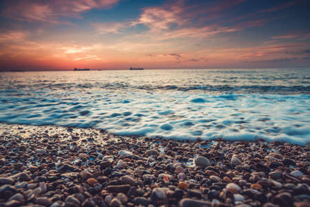 Beautiful cloudscape over the sea, sunrise shotの写真素材