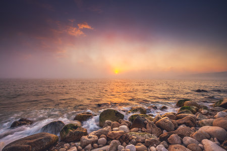Beautiful cloudscape over the sea, sunrise shotの写真素材