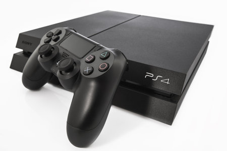 VARNA, Bulgaria - 18 November, 2016: Sony PlayStation 4 game console is a home video game console developed by Sony Interactive Entertainment.のeditorial素材