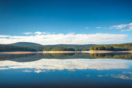 Beautiful Lake and mountains, sunrise shotの写真素材