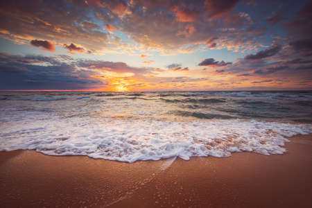 Beautiful cloudscape over the sea, sunrise shotの写真素材