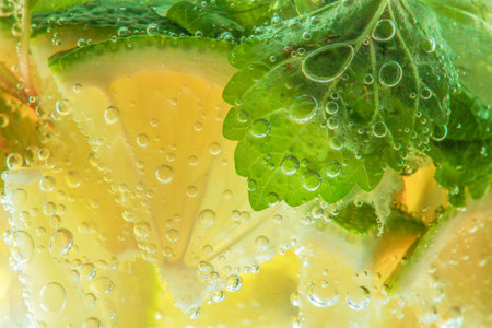 Mojito cocktail. lemon macro shotの写真素材