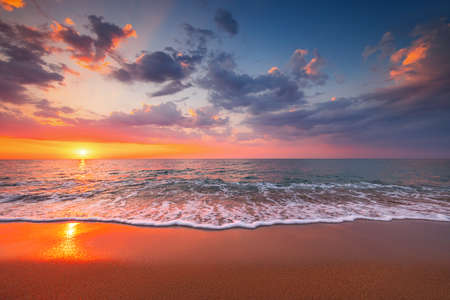 Beautiful cloudscape over the sea, sunrise shotの写真素材