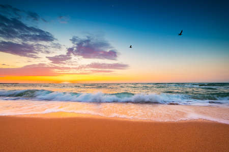 Beautiful cloudscape over the sea, sunrise shotの写真素材