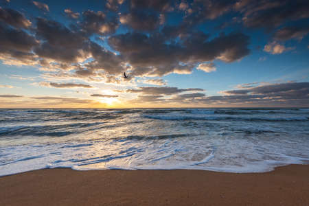 Beach sunrise over the tropical seaの写真素材