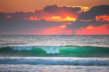 Beautiful green sunrise wave