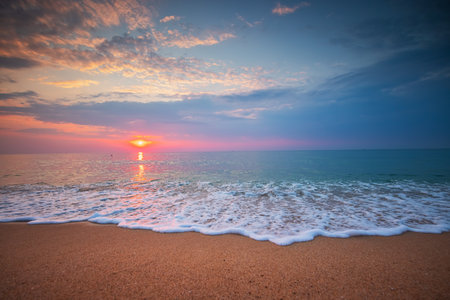 Beautiful cloudscape over the sea, sunrise shotの写真素材
