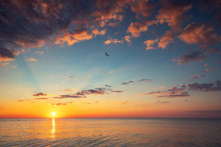 Beautiful cloudscape over the sea, sunrise shotの写真素材