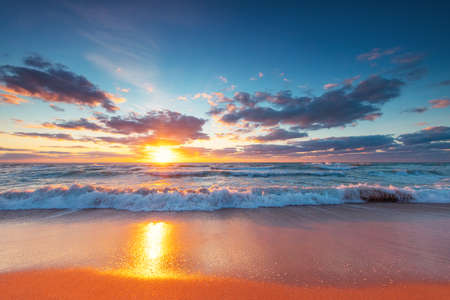 Beautiful cloudscape over the sea, sunrise shotの写真素材