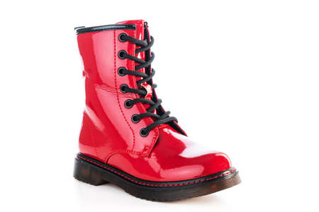 Shiny leather shoes. Shining boots isolated.の写真素材