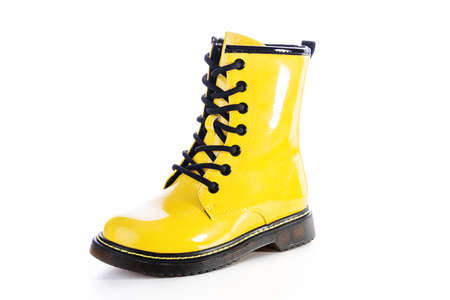 Shiny leather shoes. Shining boots isolated.の写真素材
