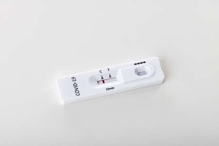 Negative Covid-19 antigen test kit isolated on white background