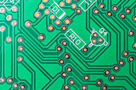Green Computer Chip Technology close up