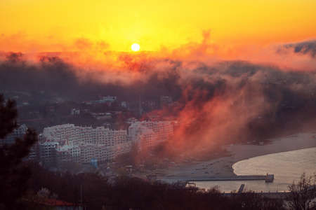 Sunset above the cloudsの写真素材