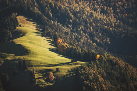 Beautiful autumn landscape in the mountains. Sunrise shot
