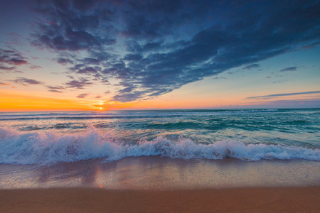 Beautiful cloudscape over the sea, sunrise shotの写真素材