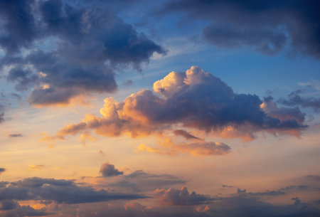 Cloudscape and dramatic blue sky, sunrise shotの写真素材