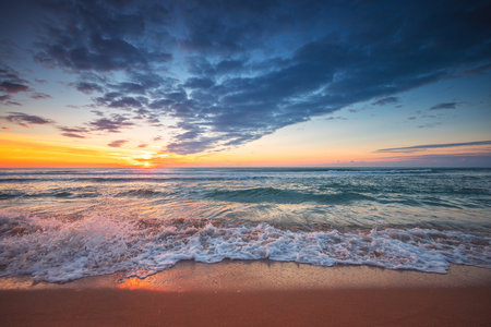 Beautiful cloudscape over the sea, sunrise shotの写真素材