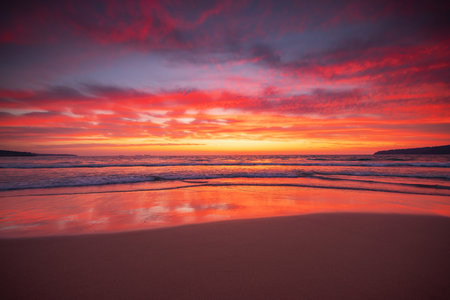 Beautiful cloudscape over the sea, sunrise shotの写真素材