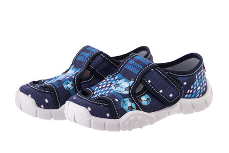 Children's shoes. Isolated on a white background. Studio.の写真素材