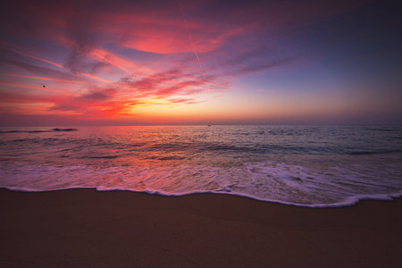 Beautiful cloudscape over the sea, sunrise shotの写真素材