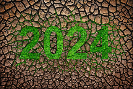 Cracked Earth Pattern Texture, 2024 Happy new year backgroundの写真素材