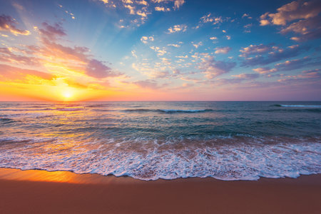 Beautiful cloudscape over the sea, sunrise shotの写真素材