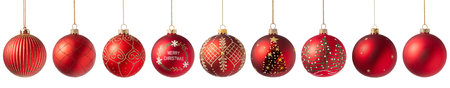 Christmas tree ball isolated on white background. Red Christmas bauble decoration.の写真素材