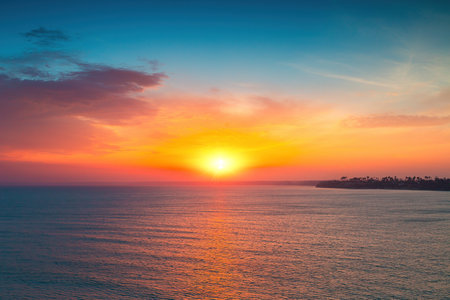 Beautiful cloudscape over the sea, sunrise shotの写真素材