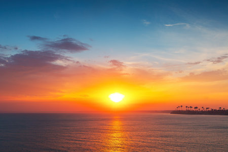 Beautiful cloudscape over the sea, sunrise shotの写真素材