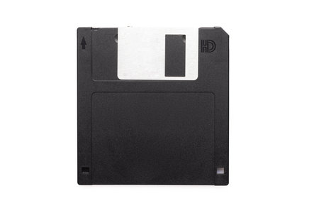 Old diskette or floppy disk for store information on retro computers isolated on white background