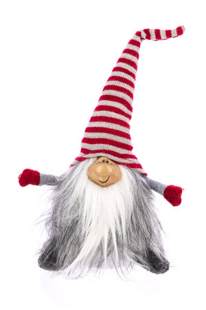 Christmas gnome toy isolated on white backgroundの写真素材