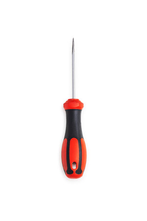 Black and red  Bradawl isolated on whiteの写真素材