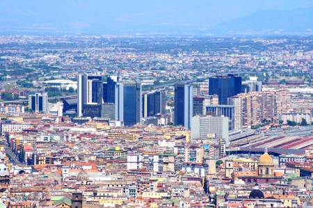 Center of Naples with the multi-storey buildings and the railway central stationのeditorial素材
