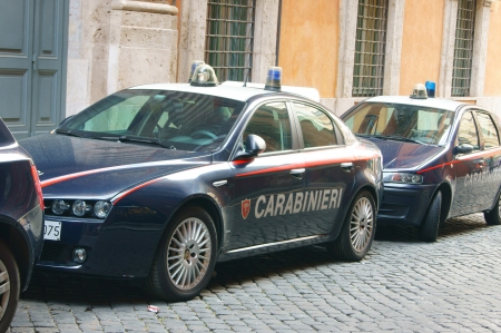 Transport paramilitary Italian police (Carabinieri) in Romeの写真素材