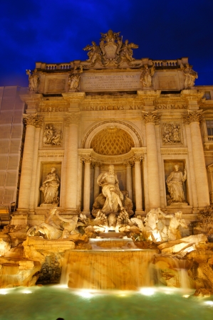 Rome the famous Trevi Fountain at nightの写真素材