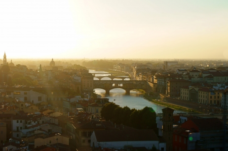 Evening view of the city of Florenceの写真素材