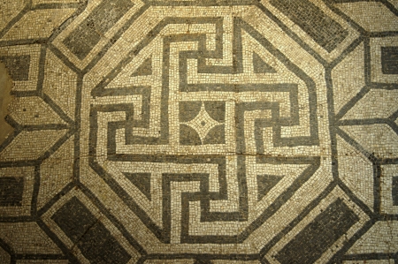 Vintage black and white ornament of ancient bathsの写真素材