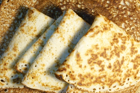 Pancakes, folded in a triangleの写真素材
